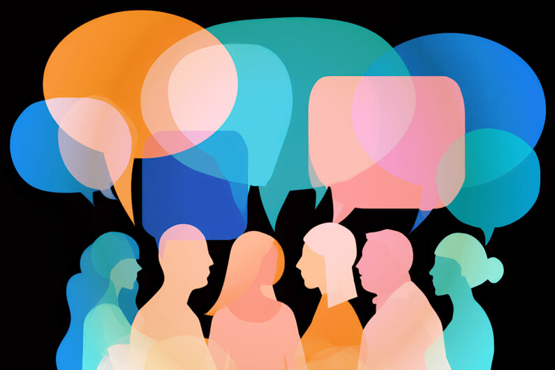 Desenho de algumas pessoas conversando para ilustrar o post cujo título pergunta: Chief Sustainability Officers estão se tornando irrelevantes?