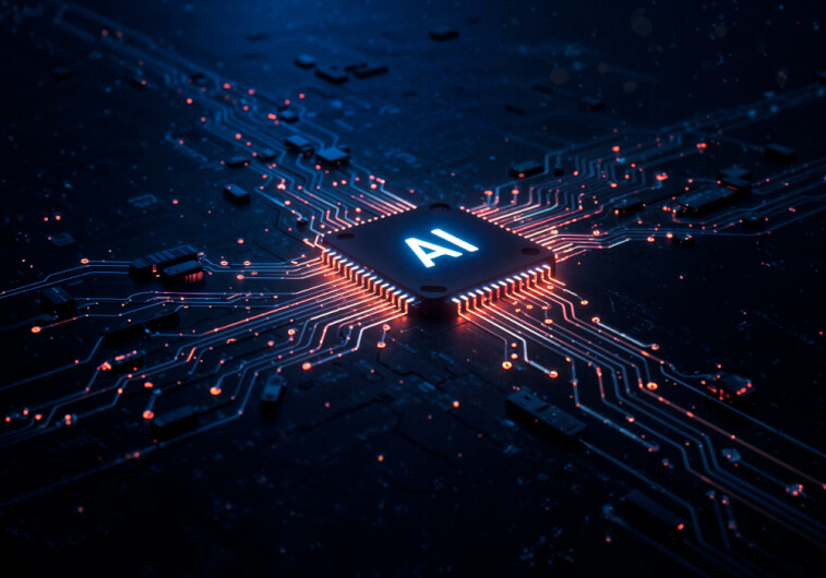 Imagem de um chip inserido em um circuito digital ilustra o post cujo título diz que uma nova IA transforma rapidamente números de artigos científicos em dados úteis.