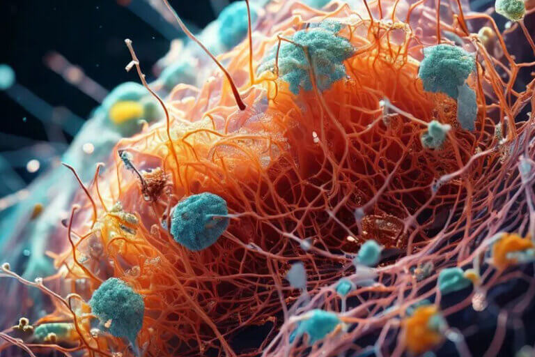 Imagem do emaranhado da proteína tau ilustra o post cujo título diz que a água pode ser a chave para desvendar o mistério da demência.